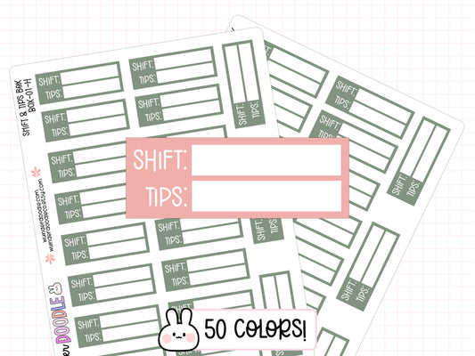 Shift & Tip Tracker Planner Stickers | BOX-01