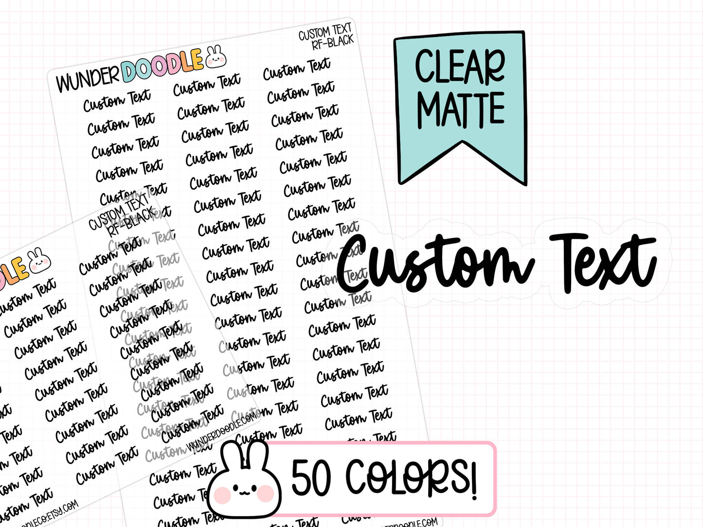 Custom Text Planner Stickers | CLEAR MATTE | Font RF