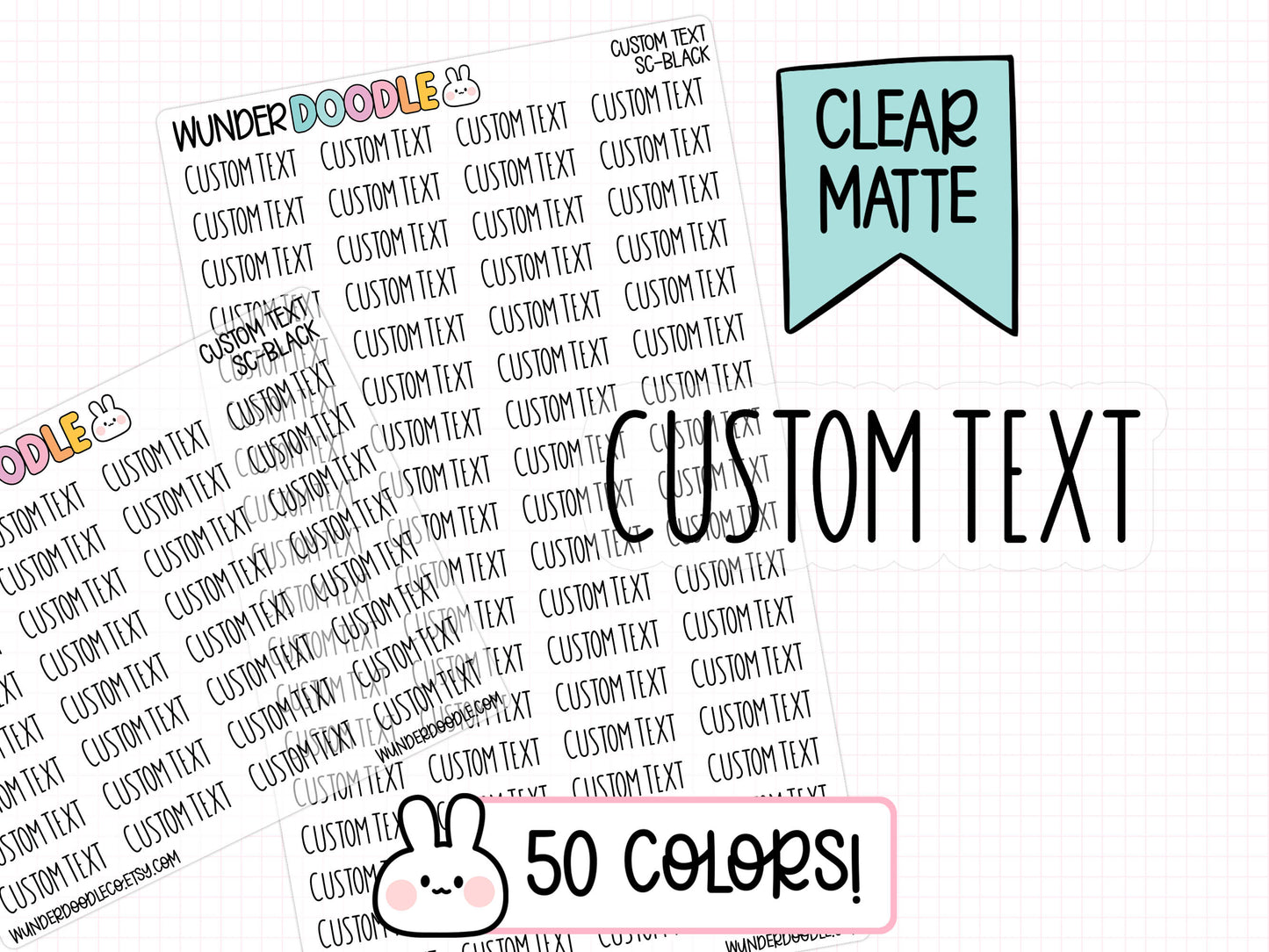 Custom Text Planner Stickers | CLEAR MATTE | Font SC