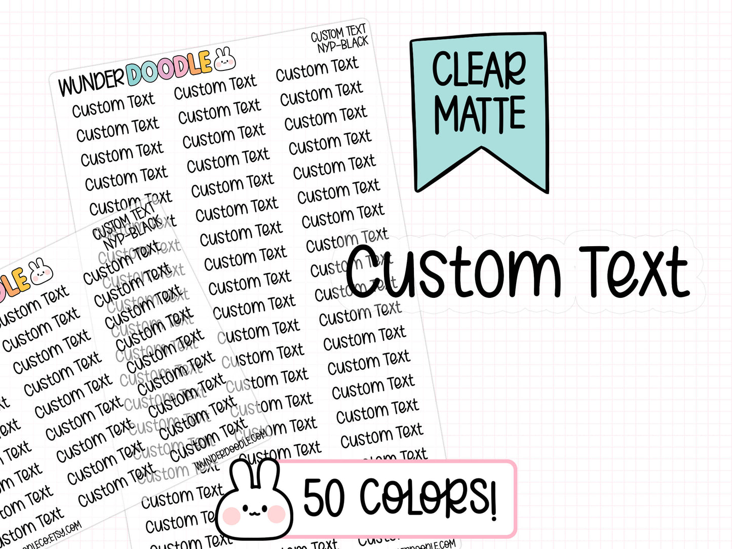Custom Text Planner Stickers | CLEAR MATTE | Font NYP