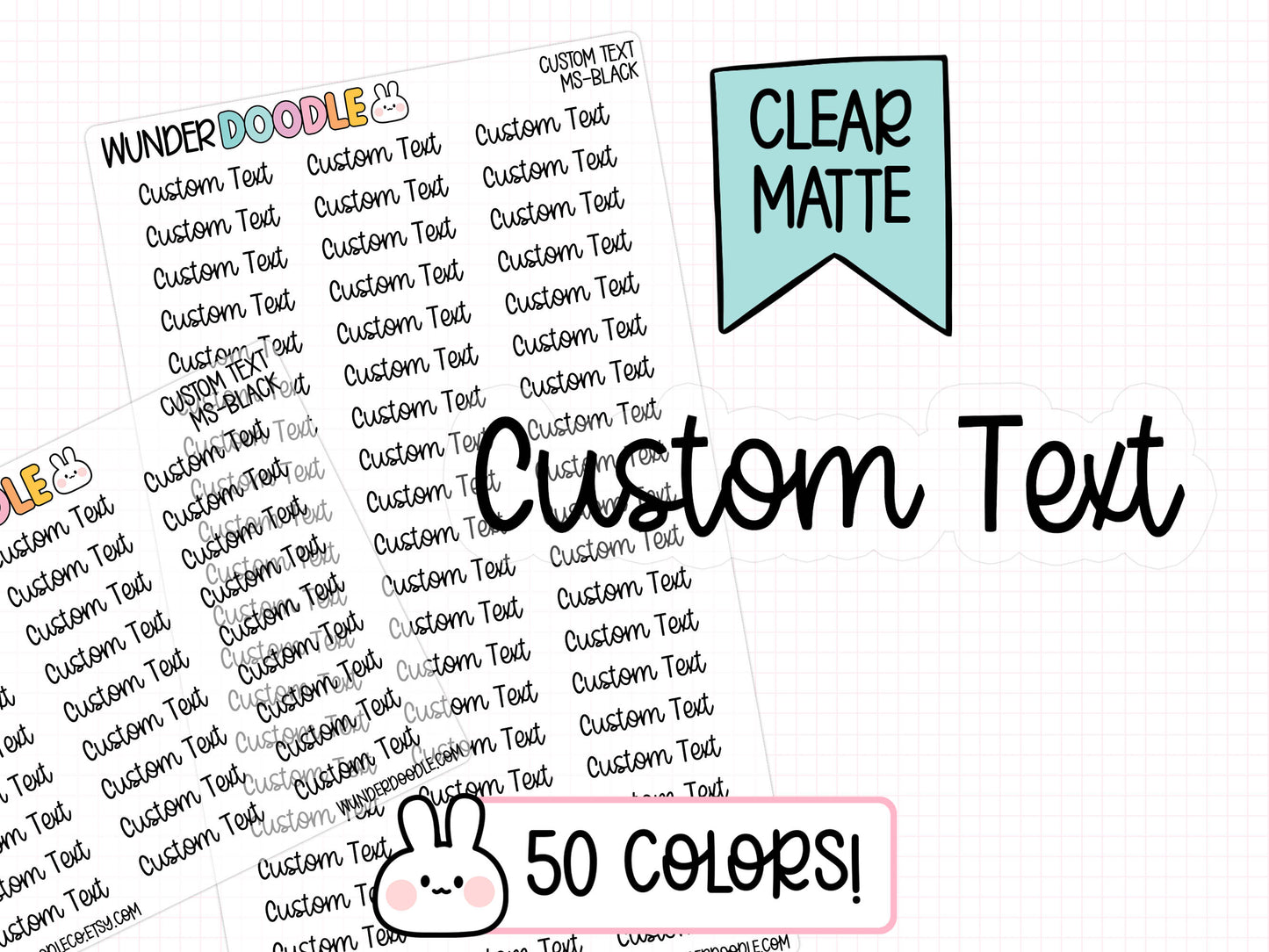Custom Text Planner Stickers | CLEAR MATTE | Font MS