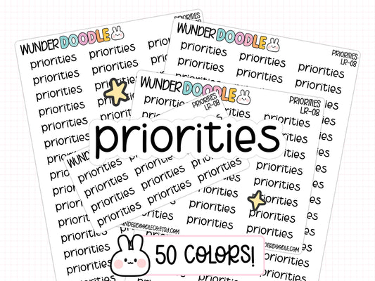 Priorities Planner Stickers | LR-08