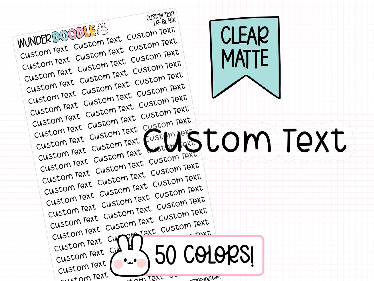 Custom Text Planner Stickers | CLEAR MATTE | Font LR