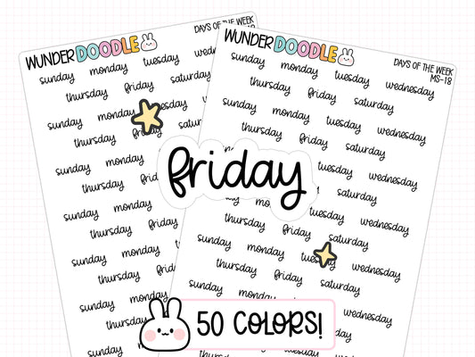 Days of the Week Planner Stickers | MS-18