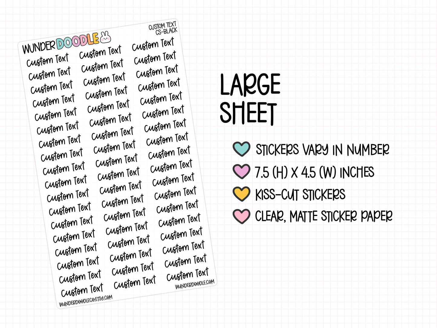 Custom Text Planner Stickers | CLEAR MATTE | Font CS