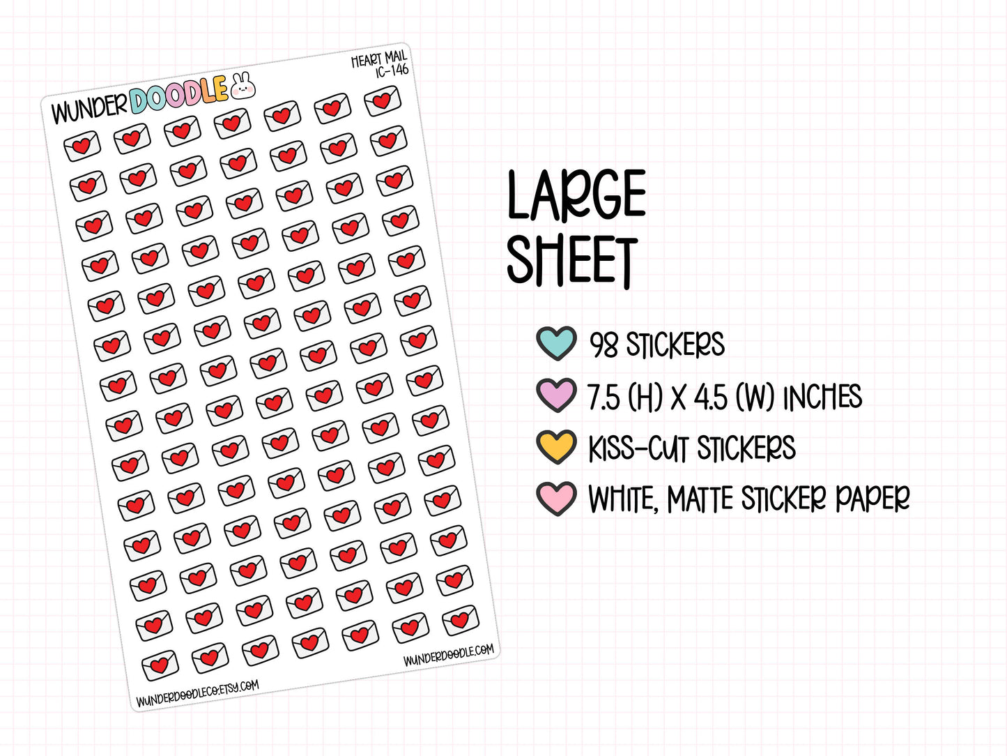 Heart Mail Planner Stickers | IC-146