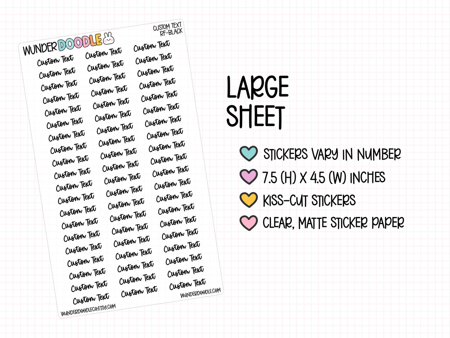 Custom Text Planner Stickers | CLEAR MATTE | Font RF