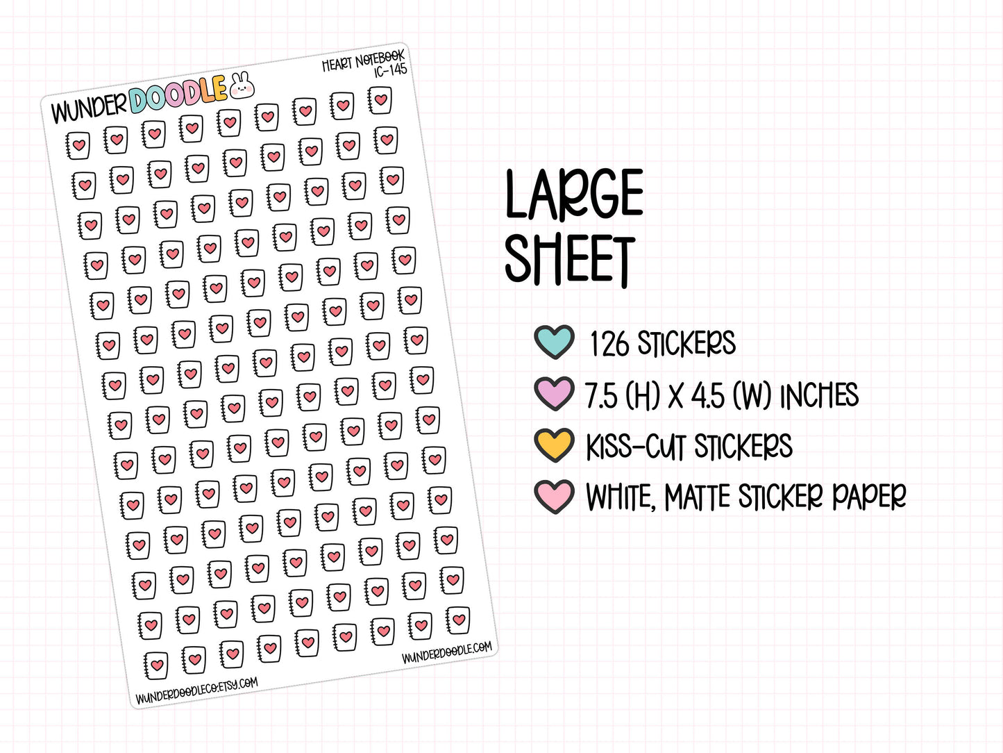 Heart Notebook Planner Stickers | IC-145
