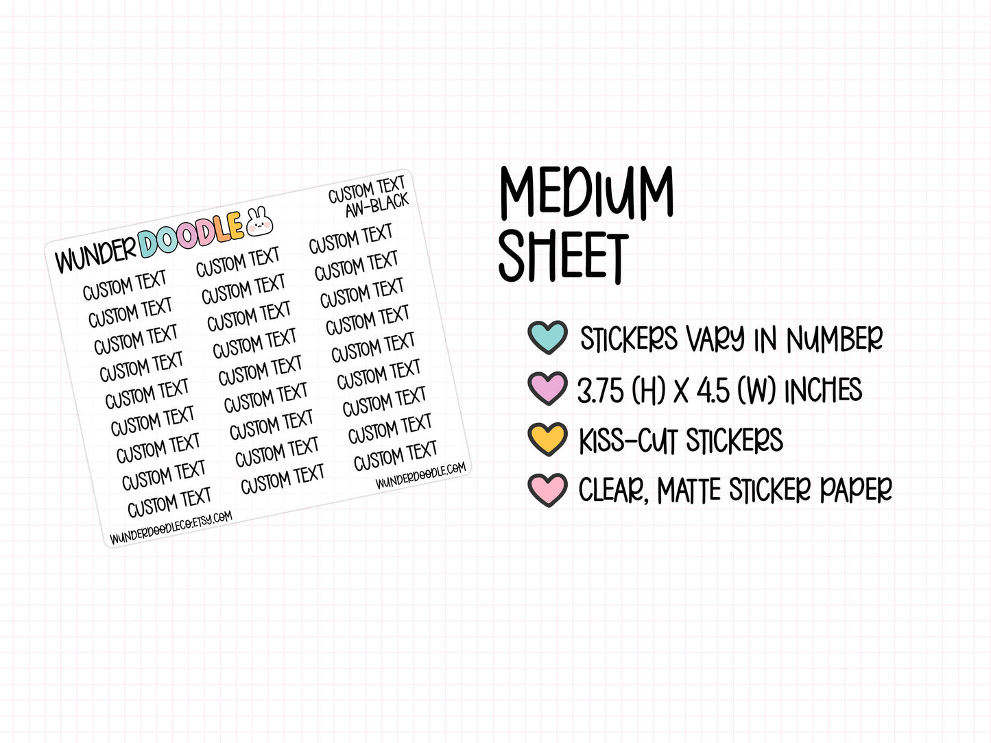 Custom Text Planner Stickers | CLEAR MATTE | Font AW