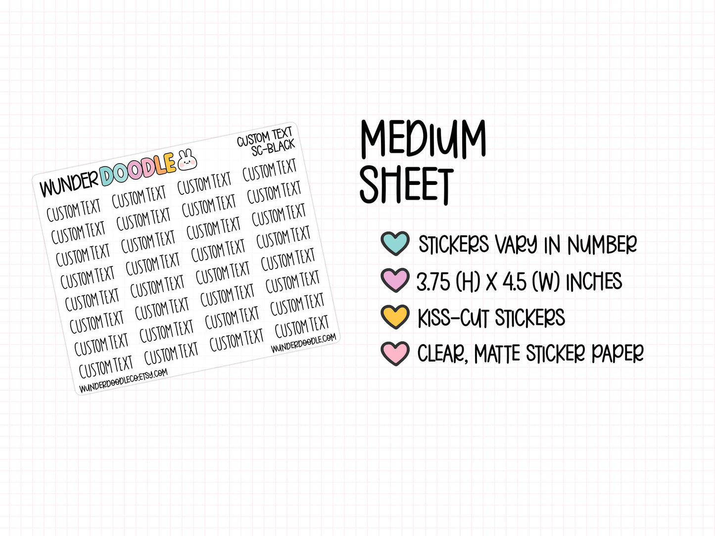 Custom Text Planner Stickers | CLEAR MATTE | Font SC