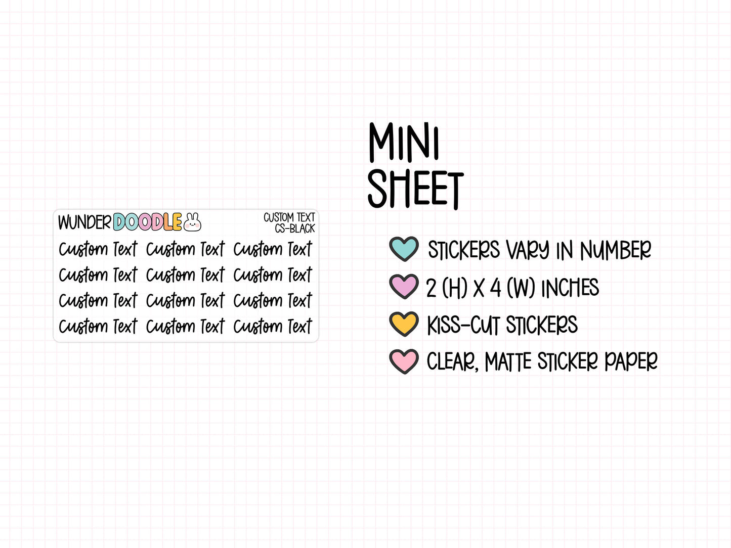 Custom Text Planner Stickers | CLEAR MATTE | Font CS