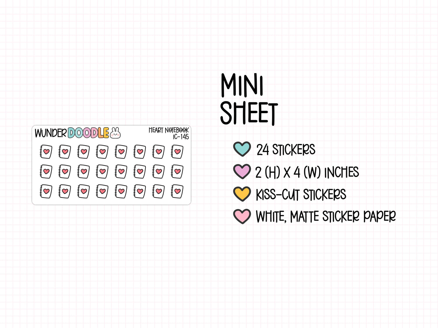 Heart Notebook Planner Stickers | IC-145