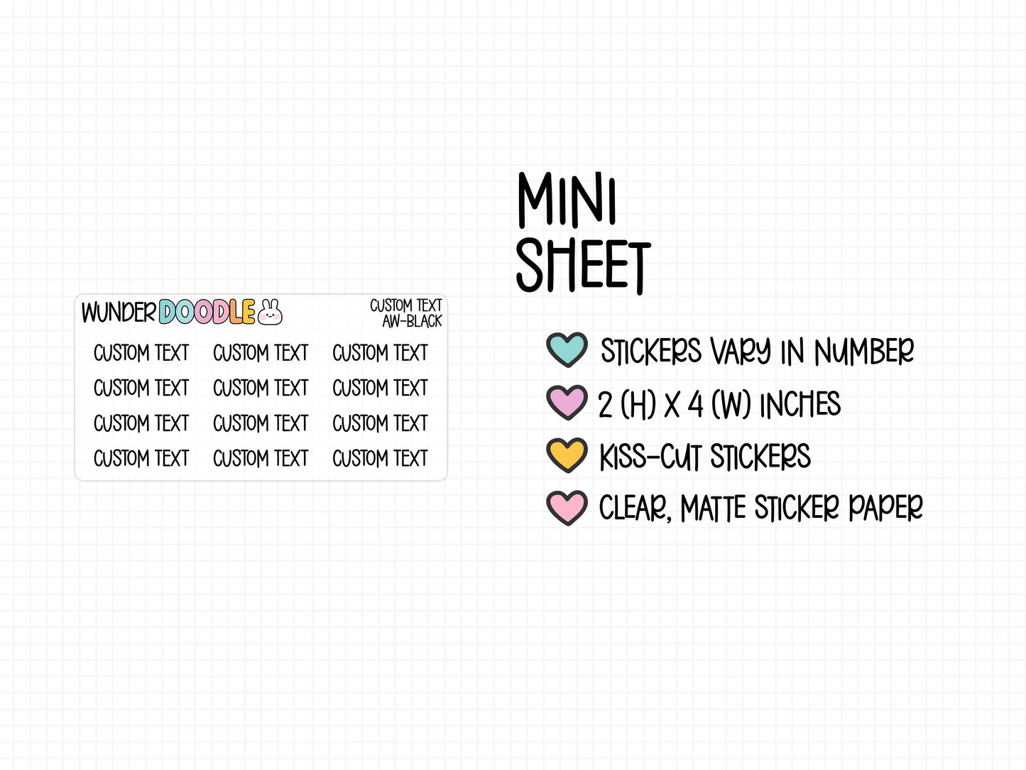 Custom Text Planner Stickers | CLEAR MATTE | Font AW