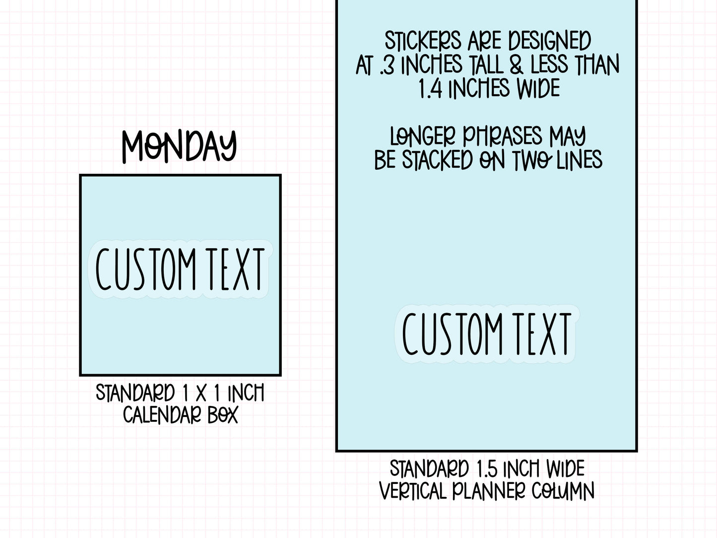 Custom Text Planner Stickers | CLEAR MATTE | Font SC
