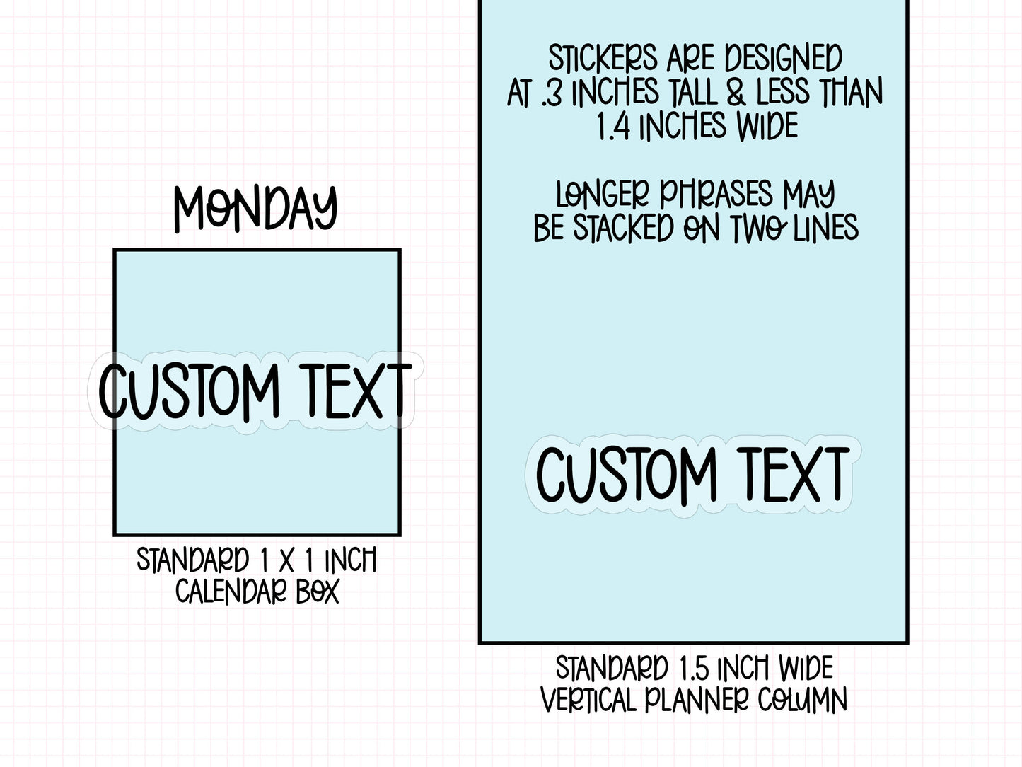 Custom Text Planner Stickers | CLEAR MATTE | Font AW