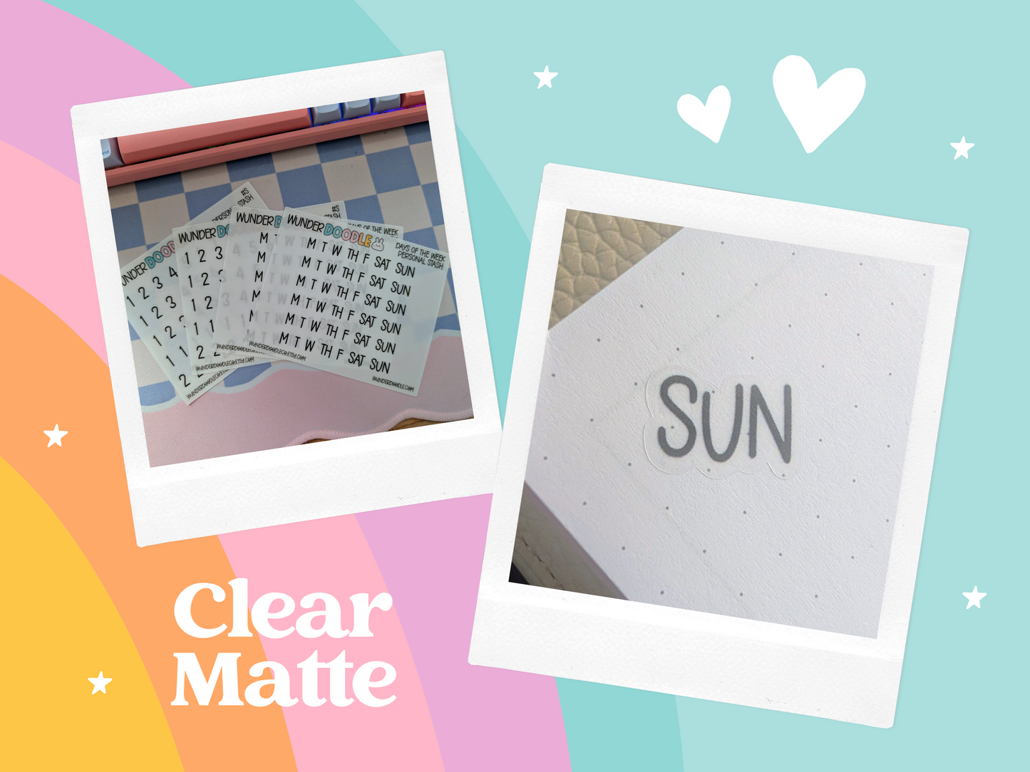 Custom Text Planner Stickers | CLEAR MATTE | Font AW
