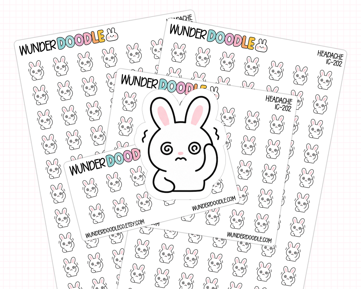 headache sticker, migraine sticker, planner icon