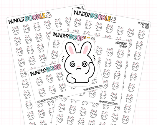 headache sticker, migraine sticker, planner icon