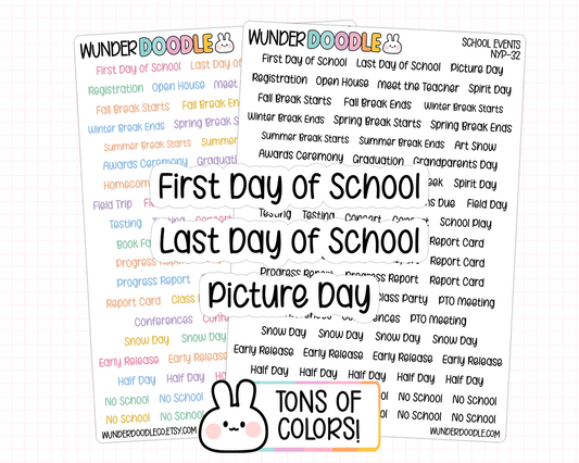 School Events Planner Stickers | NYP-32