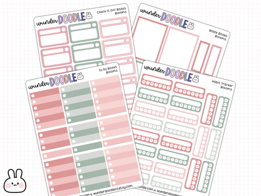 Blooms Planner Stickers | full boxes, half boxes, habit trackers & to do's