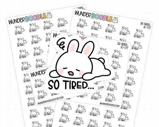 So Tired Doodle the Bunny Planner Stickers | IC-177