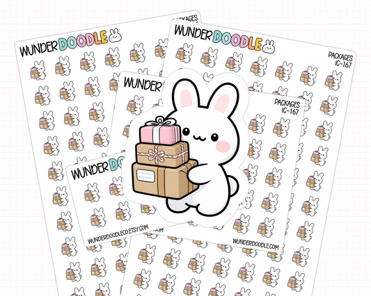 Bunny with Packages Planner Stickers | IC-167