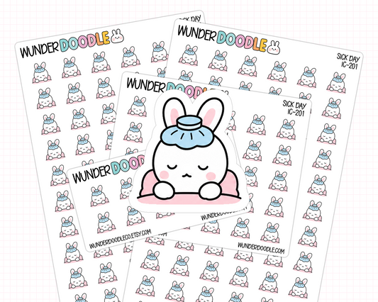 sick day stickers, health planner, cold flu sticker