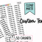 Custom Text Planner Stickers | CLEAR MATTE | Font RF