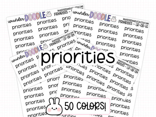 Priorities Planner Stickers | LR-08