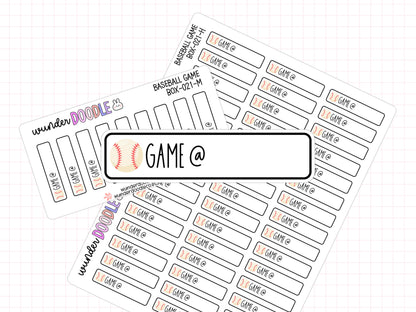 Baseball Game Planner Stickers | BOX-021