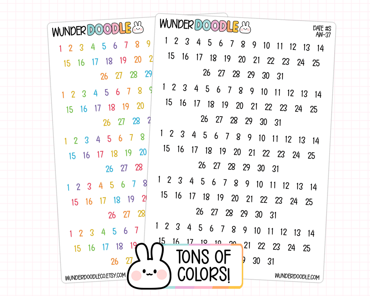 Date Number Planner Stickers | AW-37