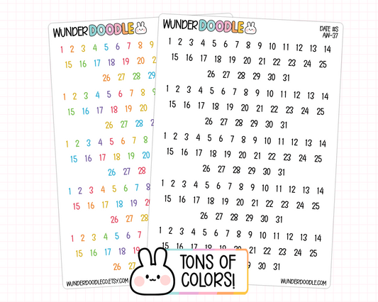 Date Number Planner Stickers | AW-37