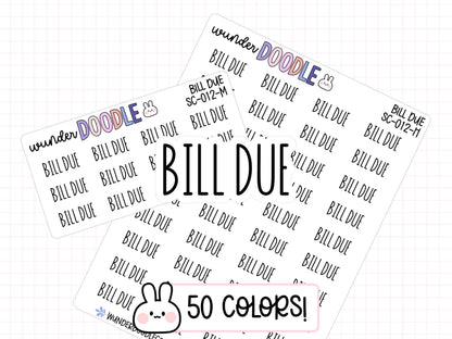 Bill Due Planner Stickers | SC-012