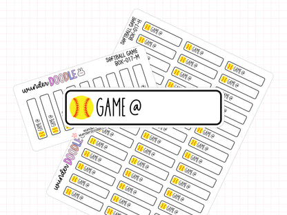 Softball Game Planner Stickers | BOX-017