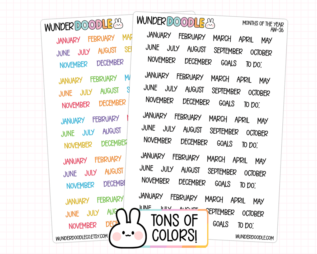 Months of the Year Planner Stickers | AW-36