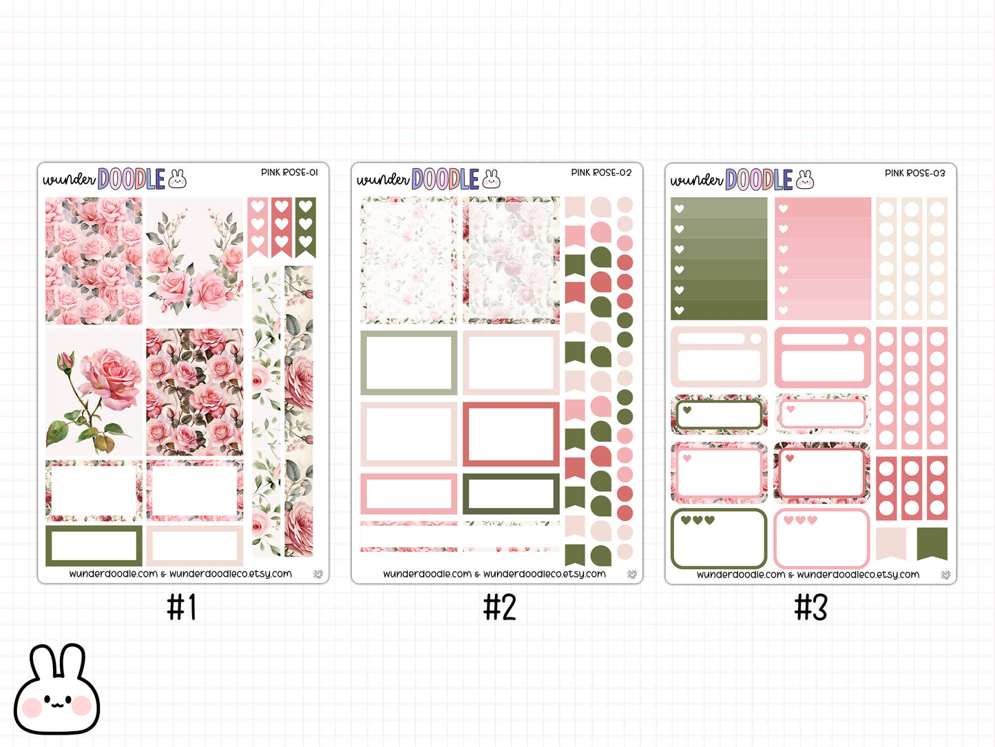 Pink Rose Decorative Planner Stickers | weekly planner kit