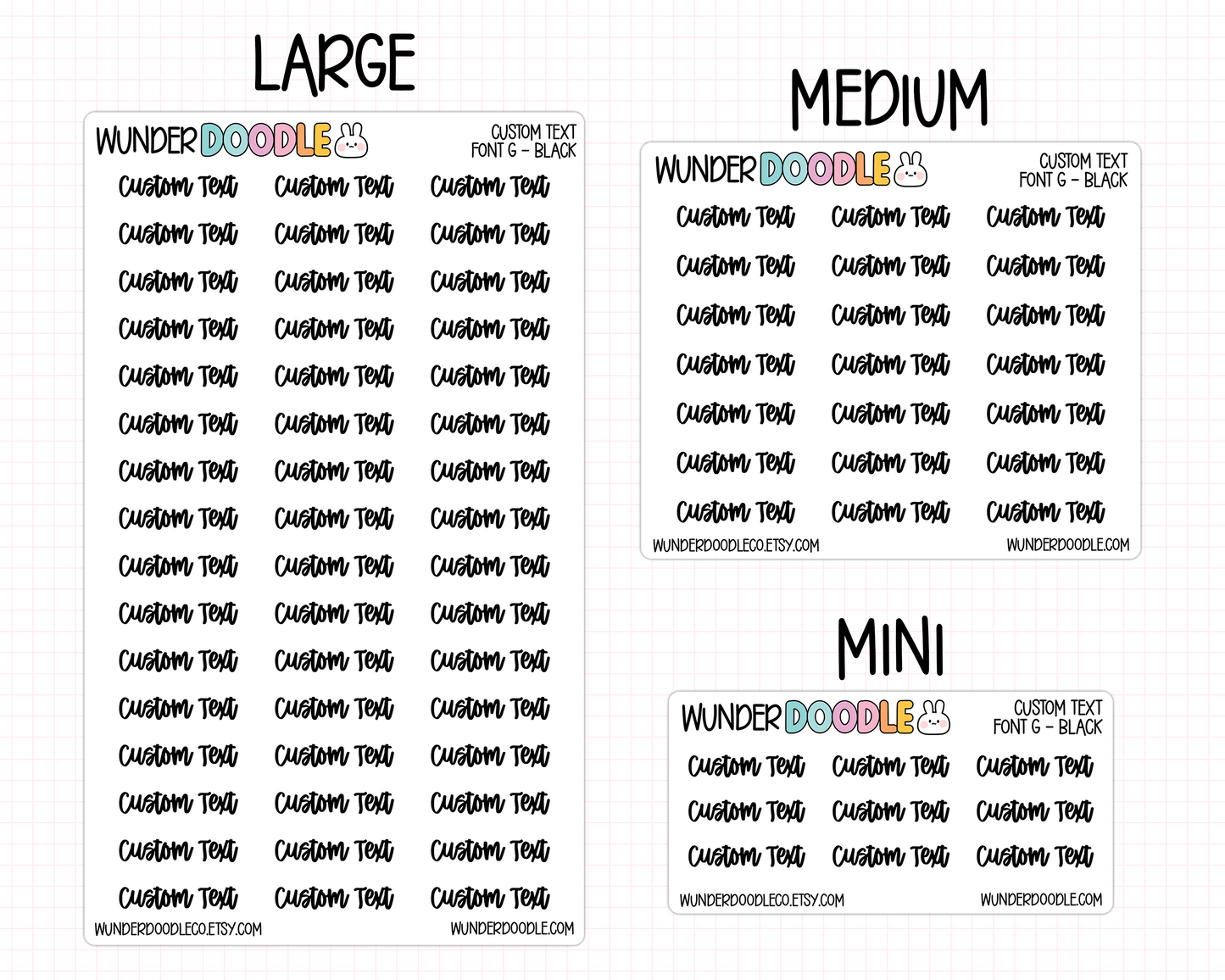 Custom Text Planner Stickers | Font G