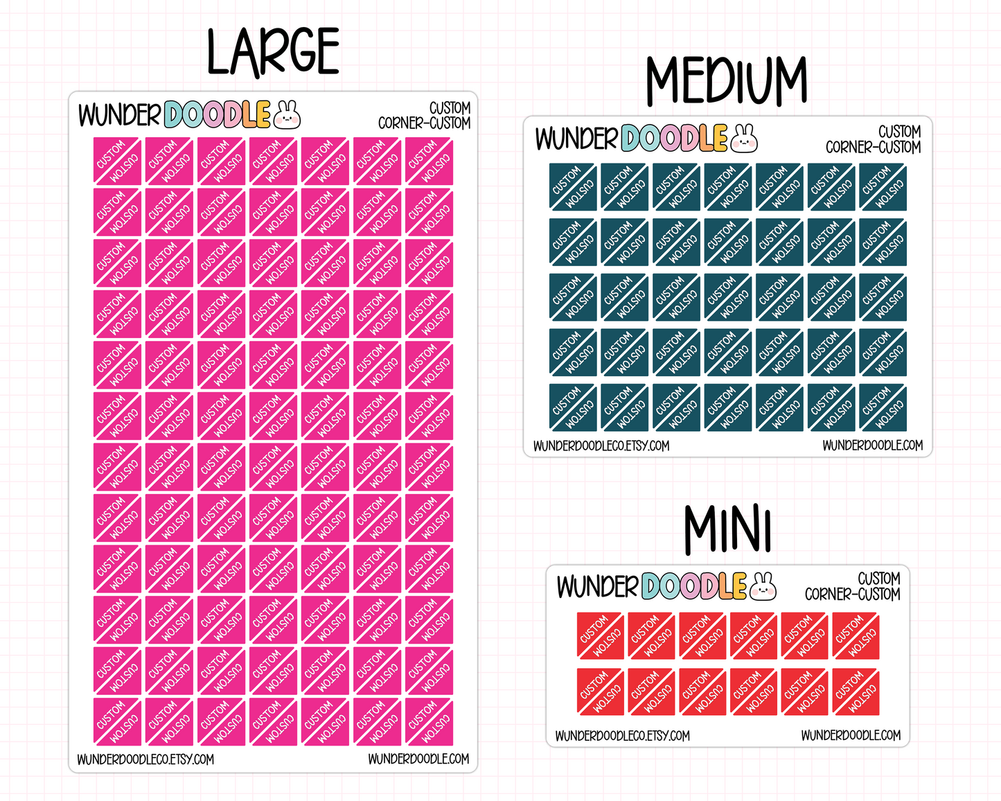 Custom Text Planner Stickers | CORNER-CB-CUSTOM