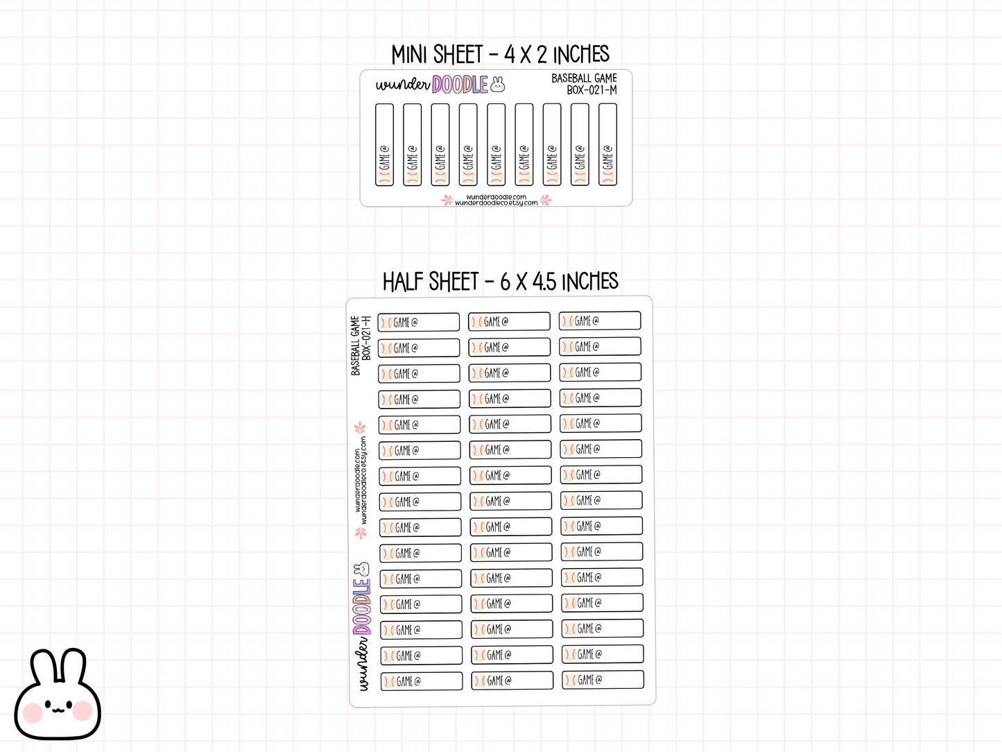 Baseball Game Planner Stickers | BOX-021