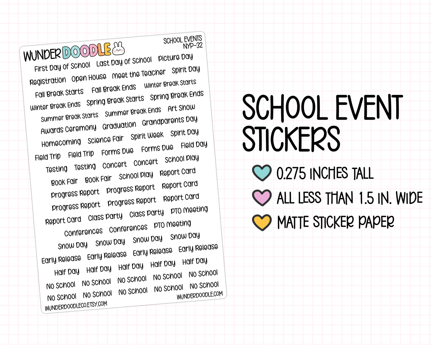 School Events Planner Stickers | NYP-32