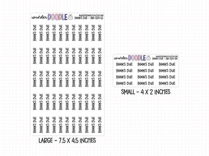 Books Due Planner Stickers | AW-24