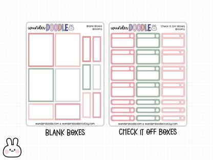 Blooms Planner Stickers | full boxes, half boxes, habit trackers & to do's