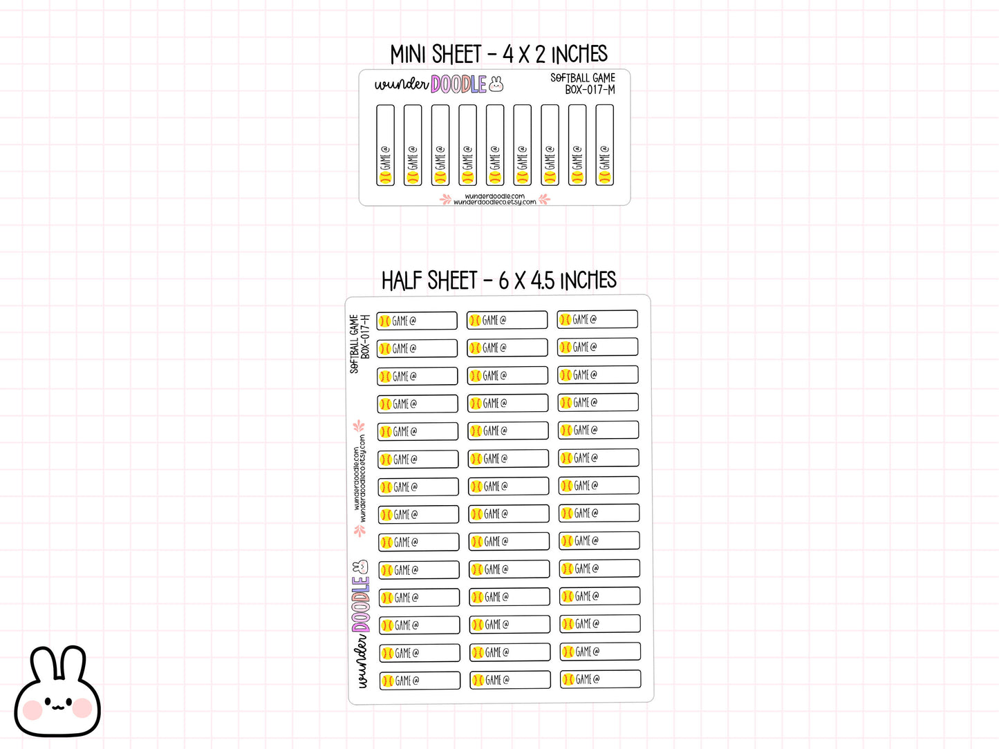 Softball Game Planner Stickers | BOX-017