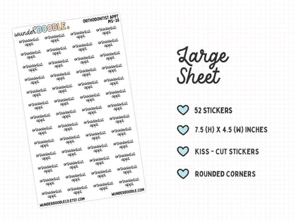 Orthodontist Appt Planner Stickers | MS-038