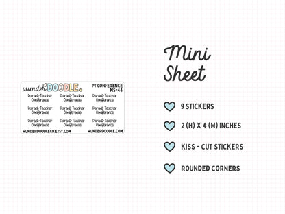 Parent Teacher Conference Planner Stickers | MS-44