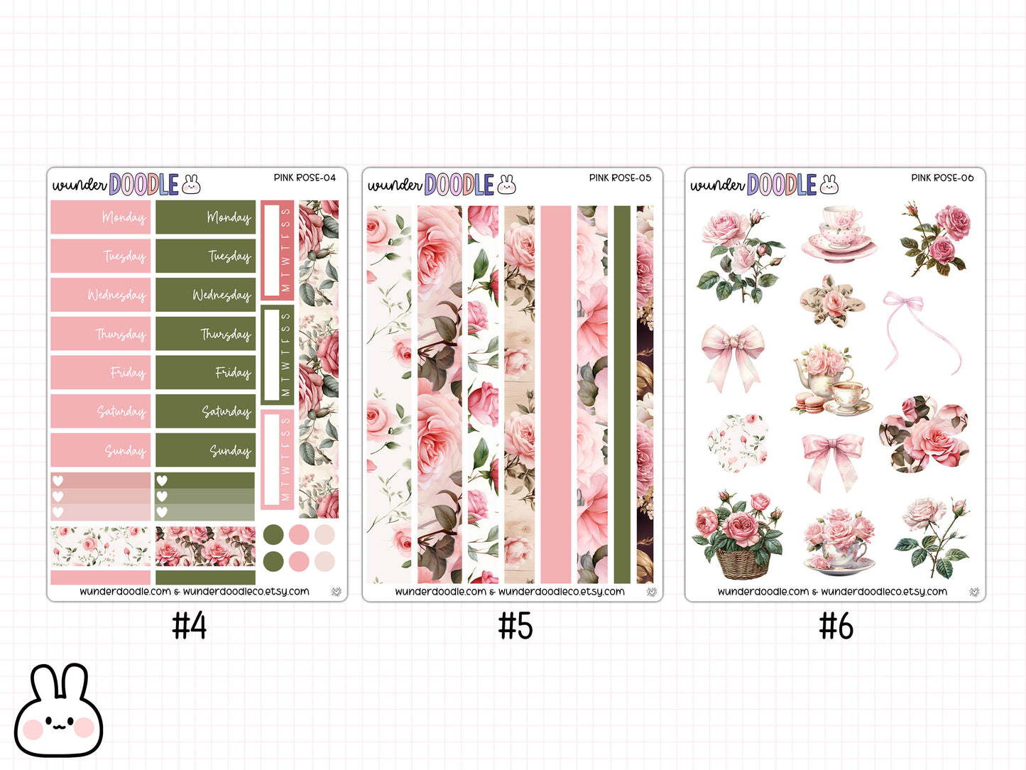 Pink Rose Decorative Planner Stickers | weekly planner kit