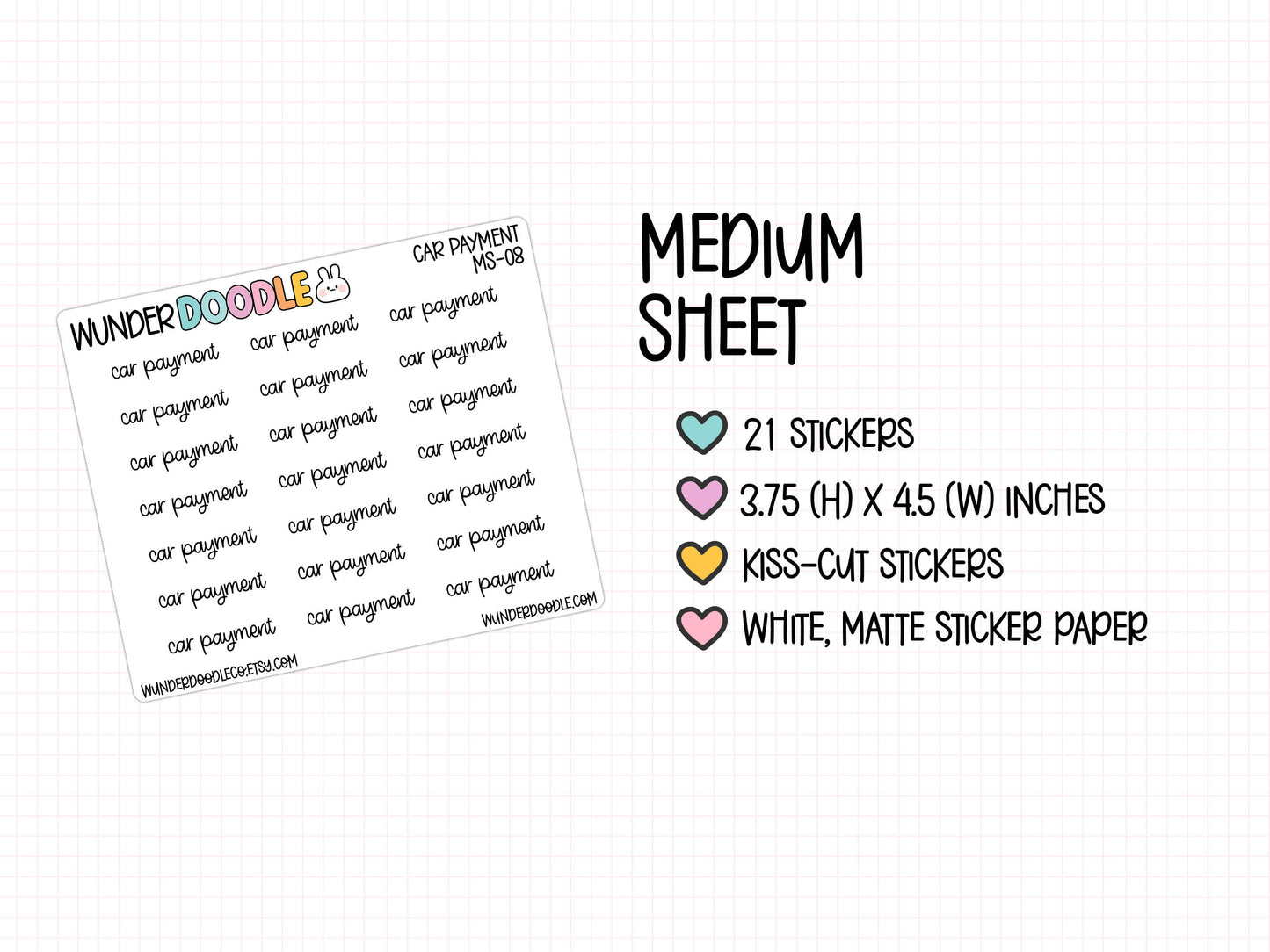 Car Payment Planner Stickers | MS-08