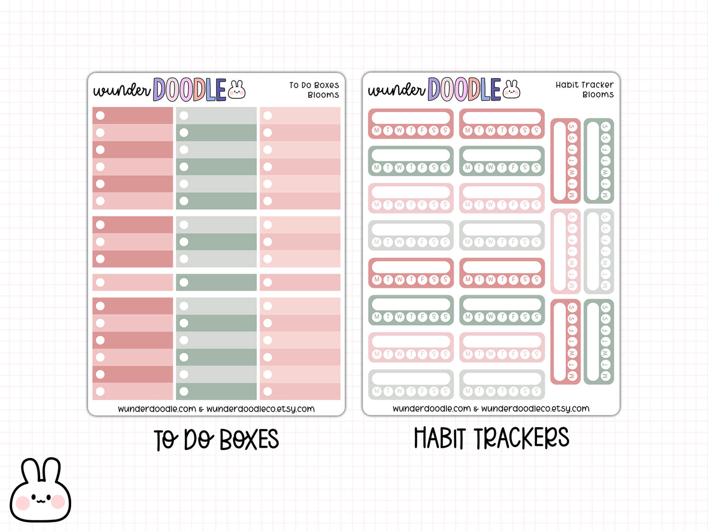 Blooms Planner Stickers | full boxes, half boxes, habit trackers & to do's