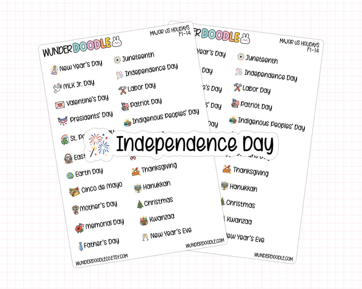 US Holiday Planner Stickers | F1-14