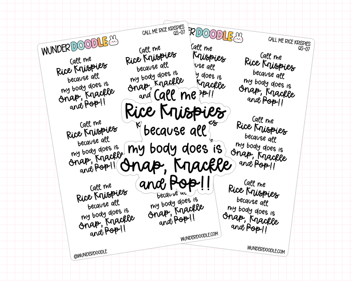 Call Me Rice Krispies Stickers | QS-07